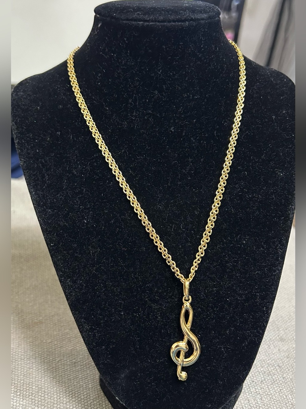 Gold Plated Treble Clef Pendant Necklace - Women Jewelry